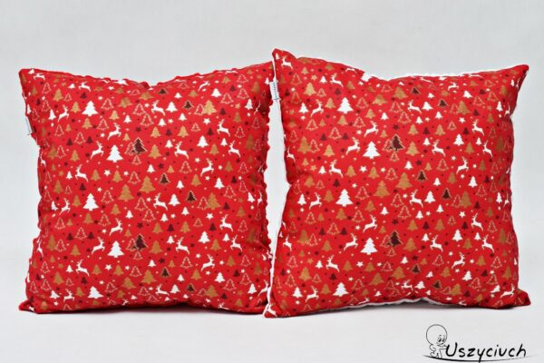 Poduszka świąteczna ozdobna czerwone choinki